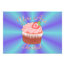 Strawberry Cupcake Invitation