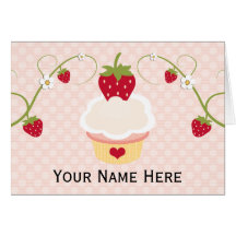 Strawberry Cupcake Thank You Note Cards