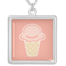 Strawberry Ice Cream Cone Necklace