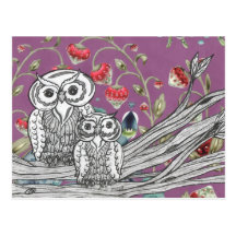 Strawberry Owls Post Card