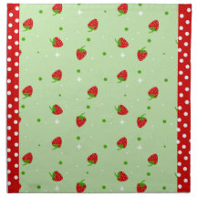 Strawberry Pattern on Green background Cloth Napkin