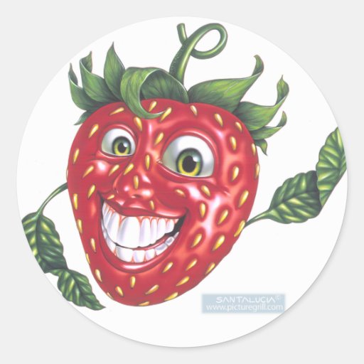 strawberry round sticker