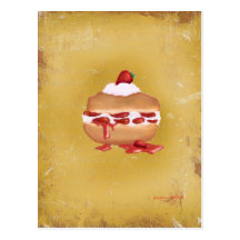 Strawberry shortcake dessert postcard