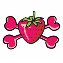 strawberry Skull pink Crossbones Acrylic Cut Outs
