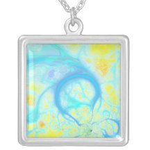 Streams of Joy – Cosmic Aqua & Lemon Personalized Necklace