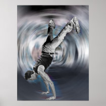 Street Dancing - Black and White Poster