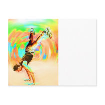 Street Dancing, Green/Yellows/Oranges, No-Sil't Postcard