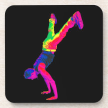 Street Dancing - Multi-Colour, Black Back Drink Coasters