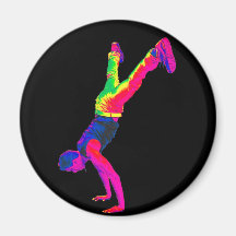 Street Dancing - Multi-Colour, Black Back Fridge Magnets