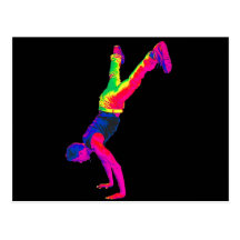 Street Dancing - Multi-Colour, Black Back Postcard