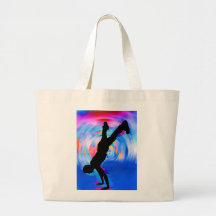 Street Dancing, Silhouette, Blues/Reds/Pink Shades Canvas Bags