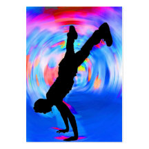 Street Dancing, Silhouette, Blues/Reds/Pink Shades Business Card