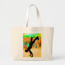 Street Dancing, Silhouette, Green/Orange/Yellows Bag