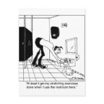 Stretching Exercises in a Restroom Post Cards