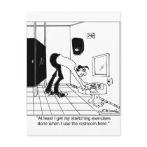 Stretching Exercises in a Restroom