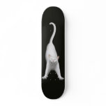 Stretching White Cat Skateboard