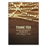 String Lights and Barn Wood Wedding Thank You Note Card