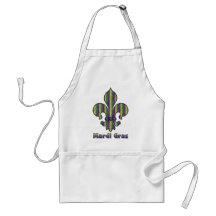 Stripe Mardi Gras Fleur de lis Aprons