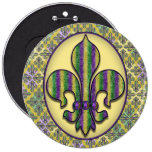 Stripe Mardi Gras Fleur de lis Buttons