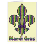 Stripe Mardi Gras Fleur de lis Greeting Cards