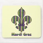 Stripe Mardi Gras Fleur de lis Mouse Mat
