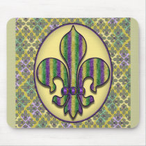 Stripe Mardi Gras Fleur de lis Mousemats