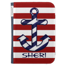 Striped Anchor Kindle Case