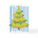 Striped Background Holiday Tree - Customizable cards