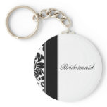 Striped black white and grey damask Wedding set keychains