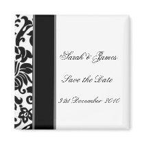 Striped black white and grey damask Wedding set Refrigerator Magnet