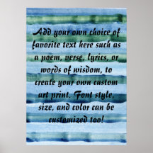 Striped Blue & Green Watercolor Painting Posters