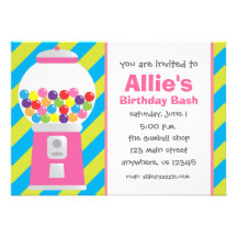 Striped Gumball Machine Invitation