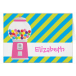 Striped Gumball Machine Personalised Notecard