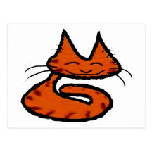 Striped Orange Kitty Nap Time Postcards