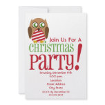 Striped Owl Christmas Party Invite