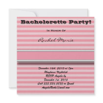 Striped Pink Bachelorette Party Invitation