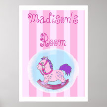 Striped-Rocking Horse Poster