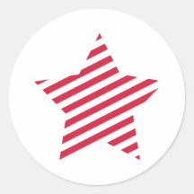 Striped star round stickers