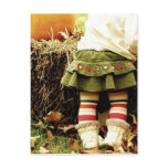 Striped tights and a pumpkin postcards