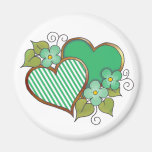 Stripes-006 Green & White Refrigerator Magnet