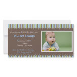 Stripes Baby Boy Birth Announcement Photo Card Template