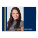 Stripes blue graduation multi photo announcement card