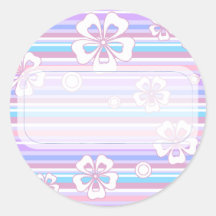 Stripes & Flowers Round Stickers