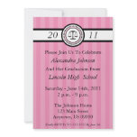 Stripes Law School Graduation Invitations (Pink)