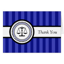 Stripes Legal Scales Thank You Card (Navy Blue)