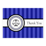 Stripes Legal Scales Thank You Card (Navy Blue) Custom Invites