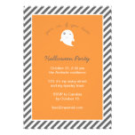 Stripes Orange Cute Ghost Kids Halloween Party Invites