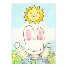 stripey boy bunny birthday invitation