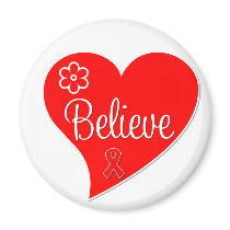Stroke Awareness Believe Red Heart Magnet
