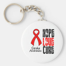 Stroke Awareness Hope Love Cure Ribbon Key Chain